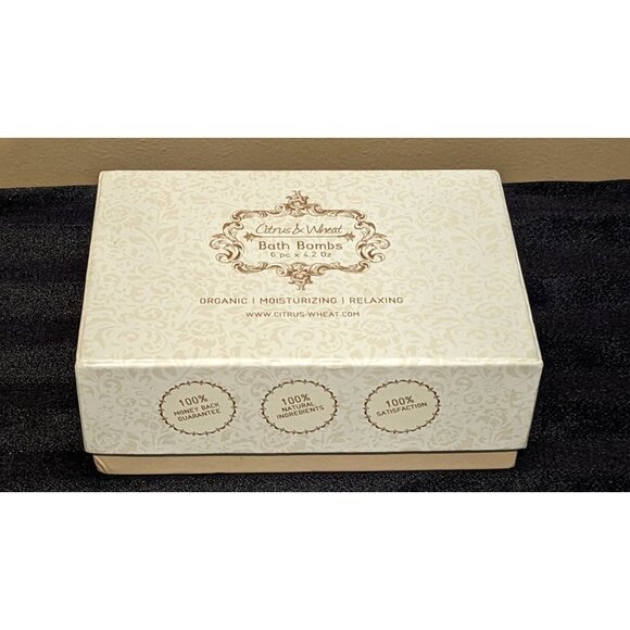 Citrus & Wheat Bath Bombs 4 Pk Organic Moisturizing Relaxing Jasmine & Chamomile - Picture 2 of 2